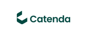 Das Firmenlogo von Catenda, bestehend aus einem dunkelgrünen, stilisierten Symbol und dem Schriftzug Catenda.